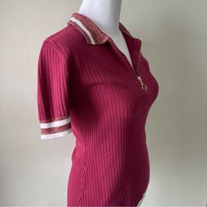 Y2K Candies Ribbed Collared Burgundy Shirt Women’s Size Medium